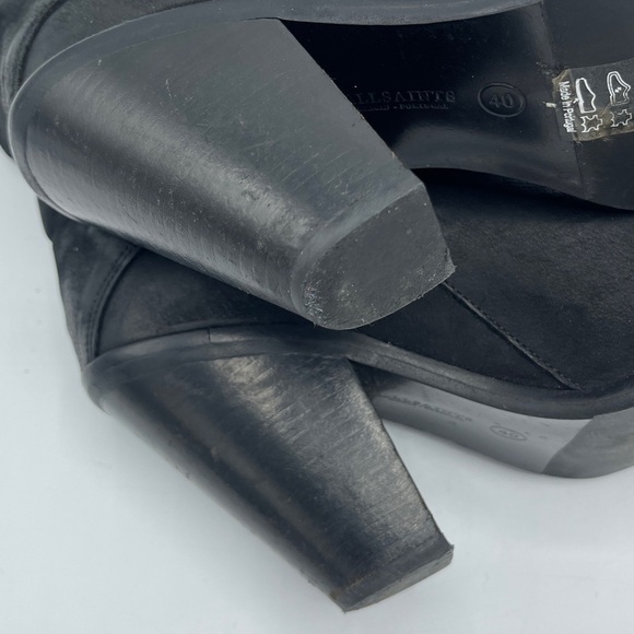 AllSaints TEJUS Ladies Black Leather Buckle Western Ankle - Picture 2 of 12